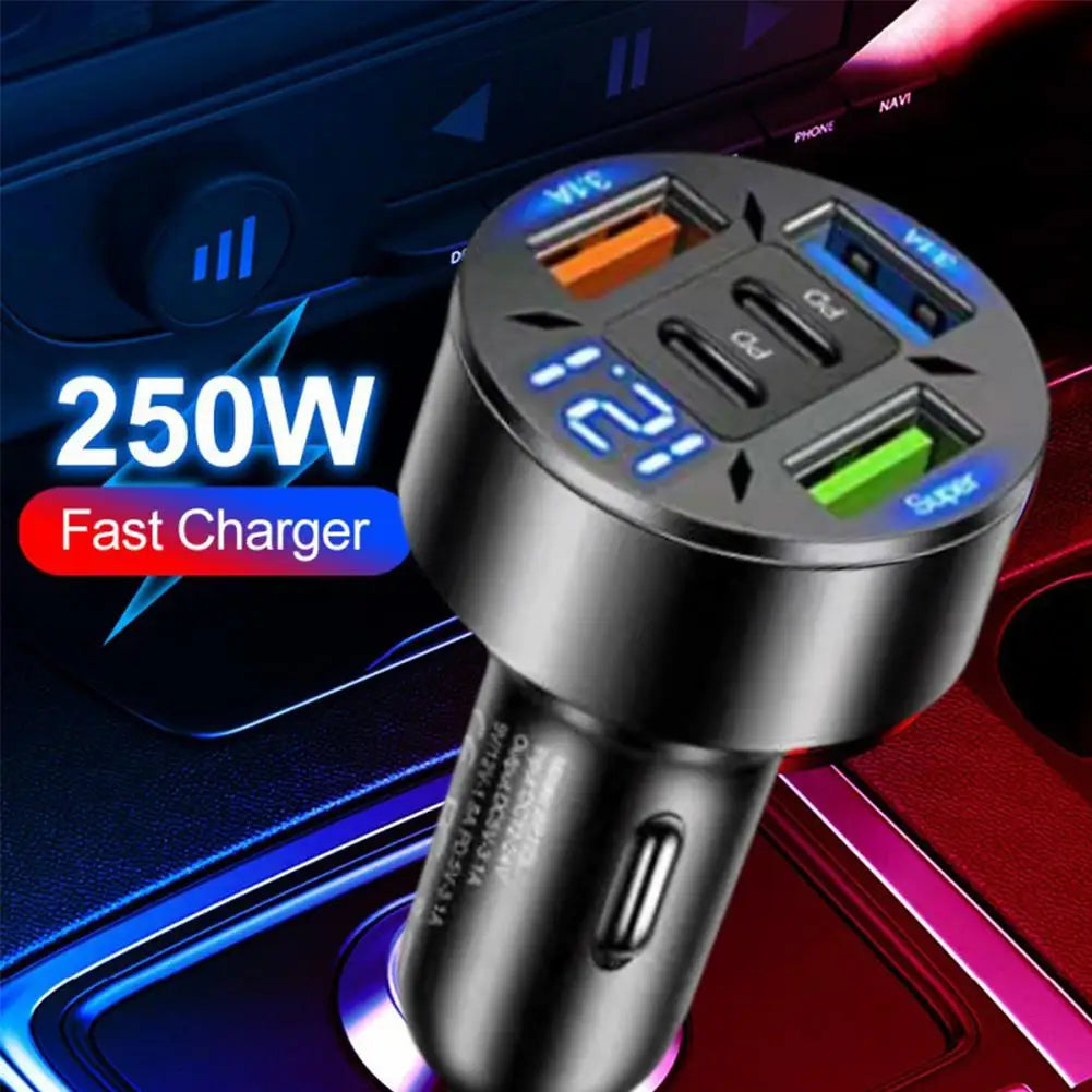 Karvixa 5-Port Fast Car Charger – USB-C PD & QC3.0