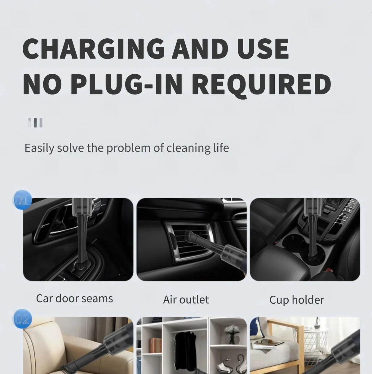 Karvixa Cordless Car Vacuum – Portable Handheld Vacuum & Air Blower