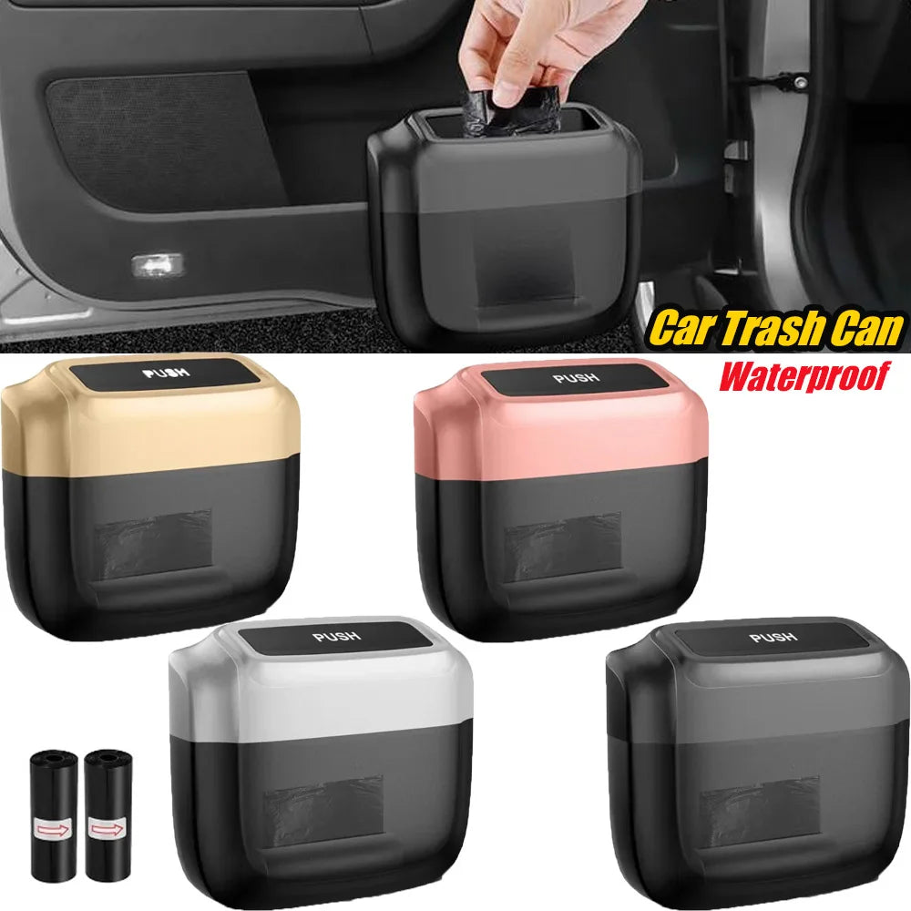 Karvixa Compact Car Trash Bin – Press-Lid Interior Waste & Storage Bin