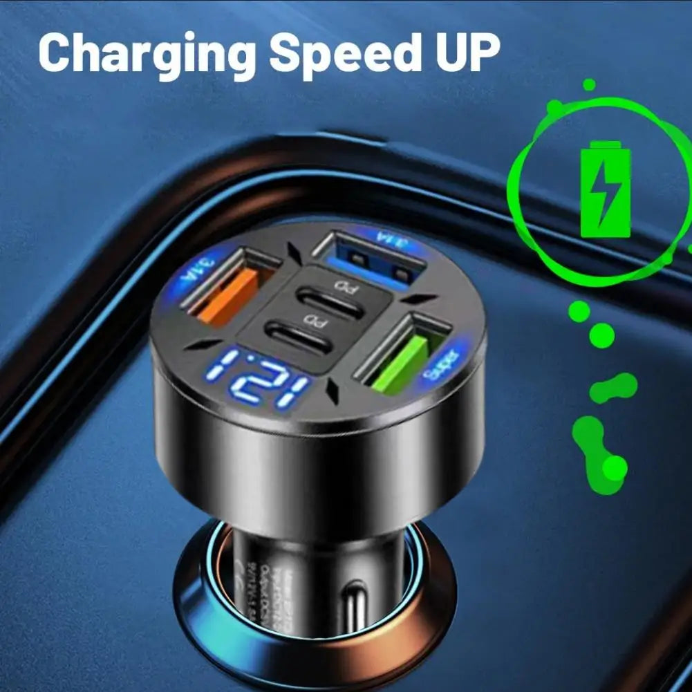 Karvixa 5-Port Fast Car Charger – USB-C PD & QC3.0