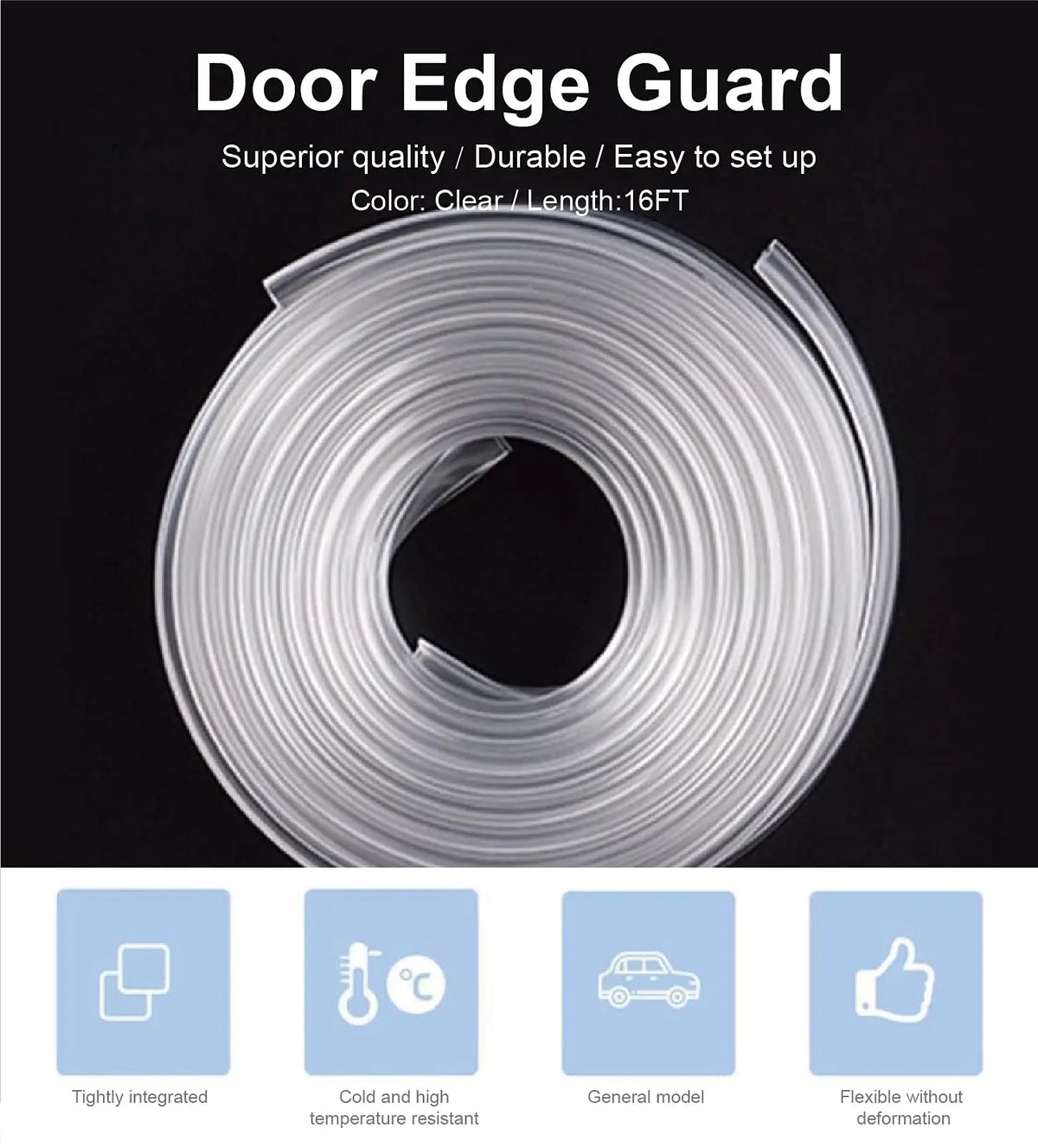 Karvixa 5M Clear Chrome U-Shape Car Door Edge Guard