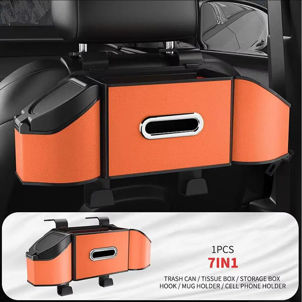 Karvixa 7-in-1 Car Backseat Organiser – Cup Holder, Tissue Box & Phone Storage