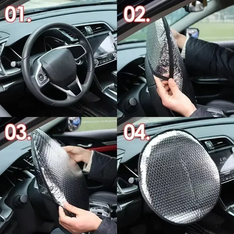 Karvixa Steering Wheel Sun Shade – Foldable UV & Heat Protection