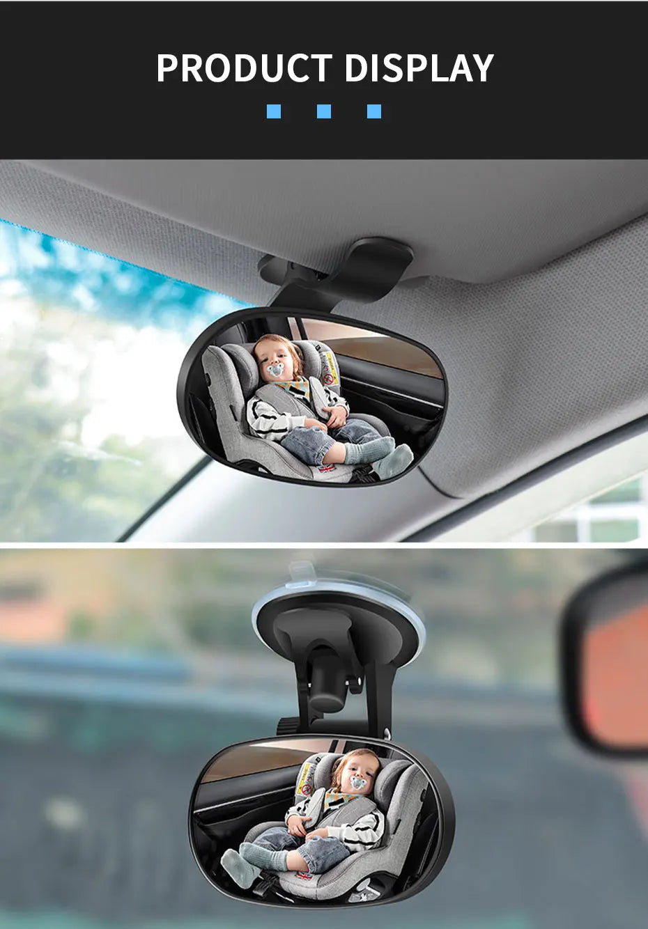 Karvixa 360° Baby Car Mirror – Adjustable Rear Seat Observation Mirror