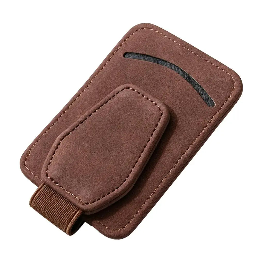 Karvixa Suede Car Sun Visor Sunglasses & Card Holder