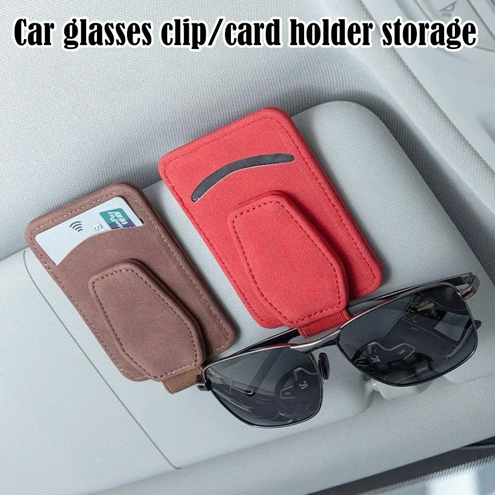 Karvixa Suede Car Sun Visor Sunglasses & Card Holder