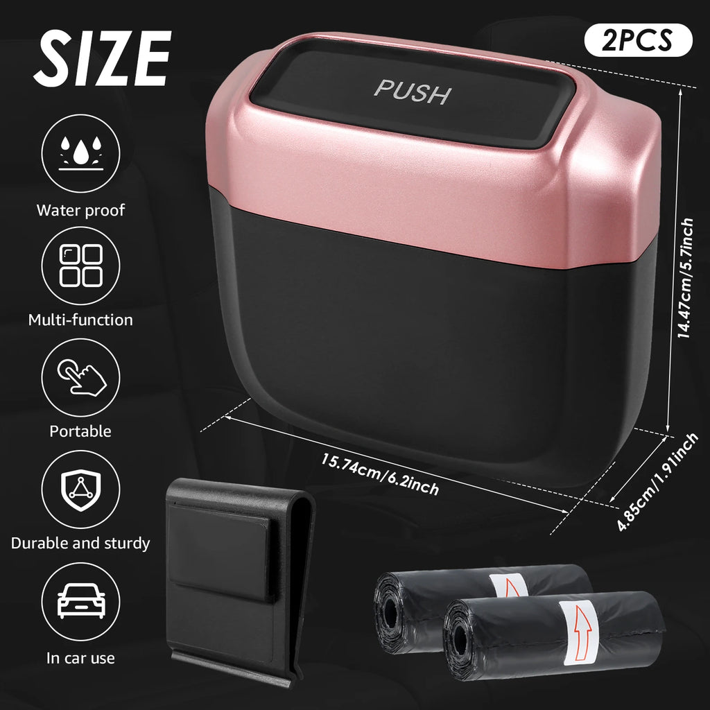 Karvixa Compact Car Trash Bin – Press-Lid Interior Waste & Storage Bin