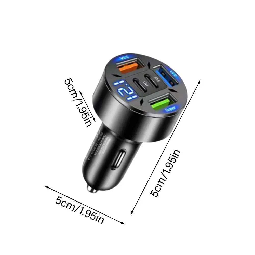 Karvixa 5-Port Fast Car Charger – USB-C PD & QC3.0