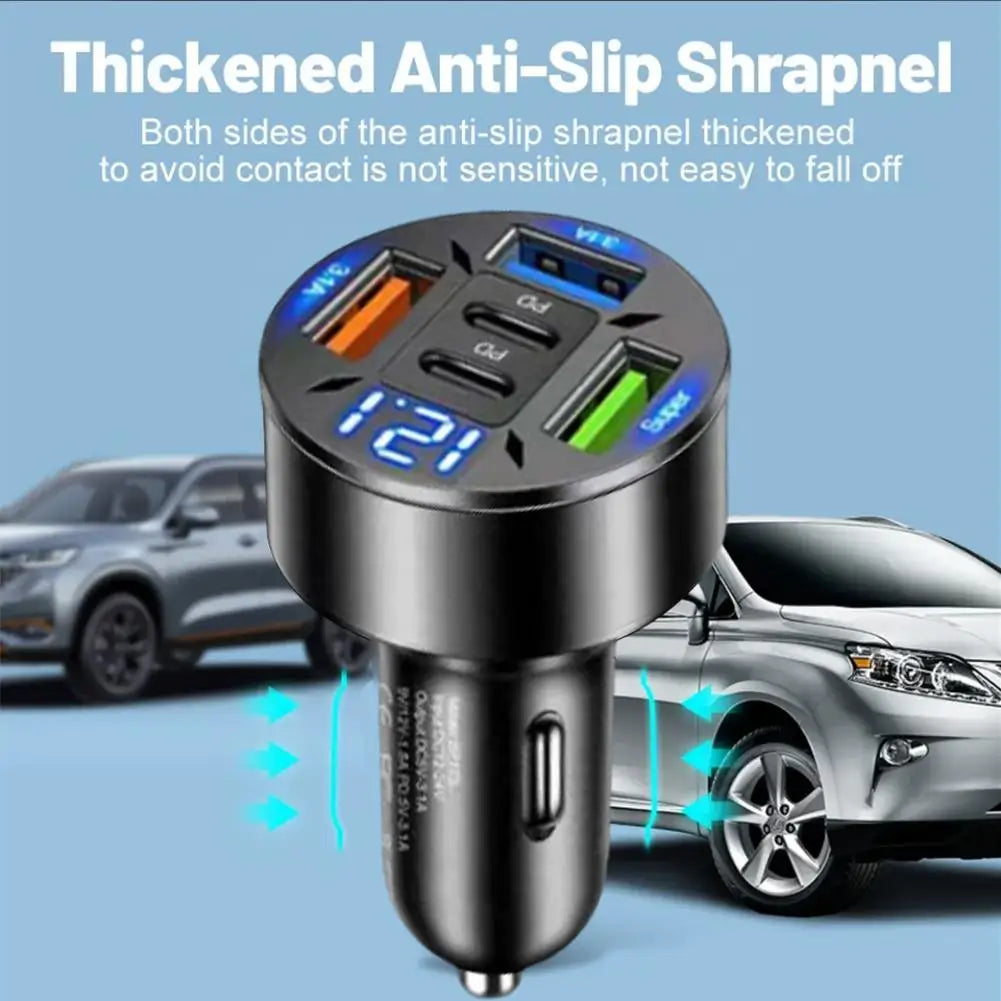 Karvixa 5-Port Fast Car Charger – USB-C PD & QC3.0
