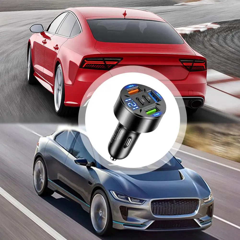 Karvixa 5-Port Fast Car Charger – USB-C PD & QC3.0
