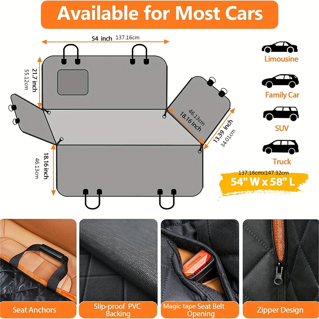 Karvixa 600D Dog Car Seat Cover Hammock – Heavy Duty & Non-Slip