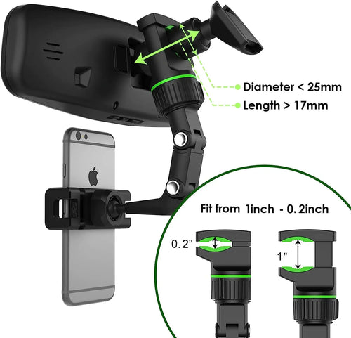 Karvixa 360° Adjustable Rear-View Mirror Phone Holder