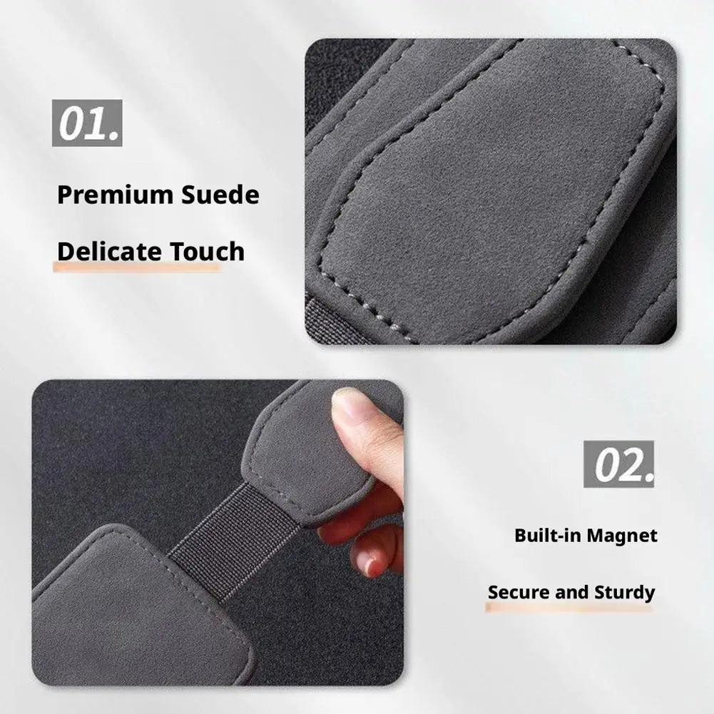 Karvixa Suede Car Sun Visor Sunglasses & Card Holder