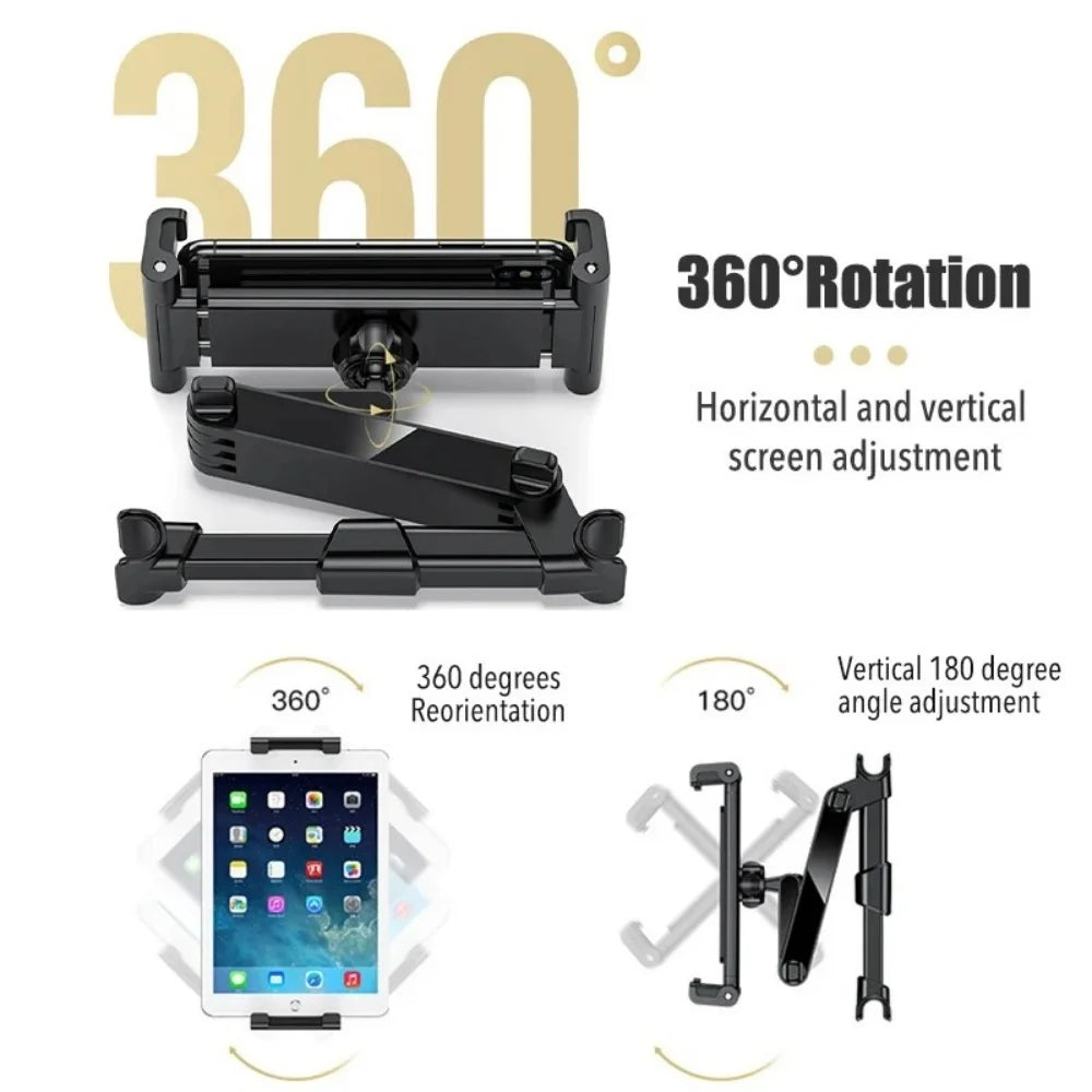 Karvixa 360° Car Headrest Tablet & Phone Holder – 4.7–12.9 Inch