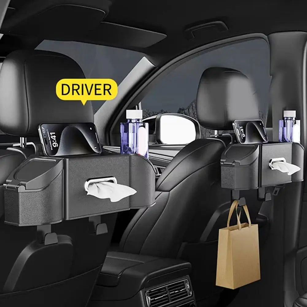 Karvixa 7-in-1 Car Backseat Organiser – Cup Holder, Tissue Box & Phone Storage