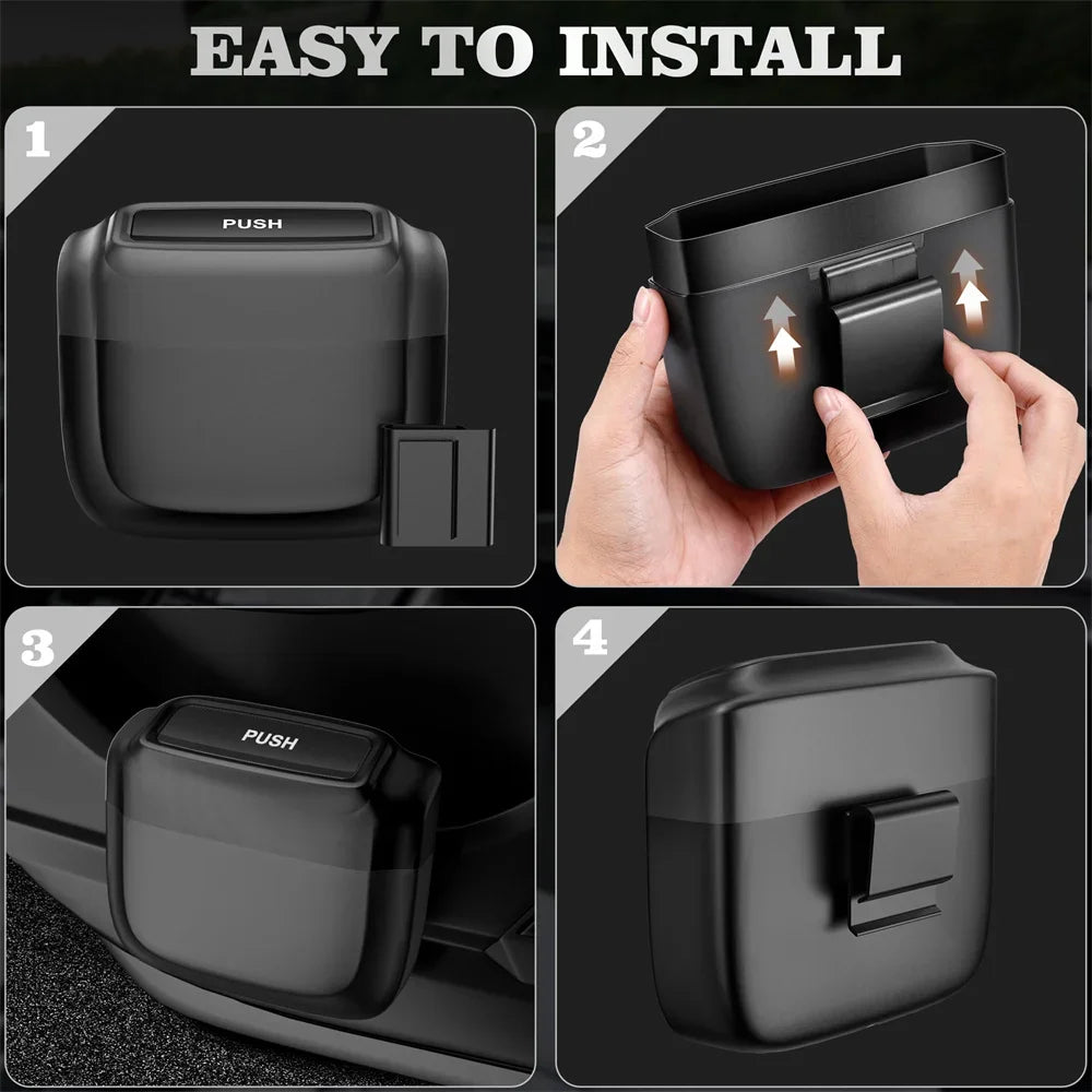 Karvixa Compact Car Trash Bin – Press-Lid Interior Waste & Storage Bin