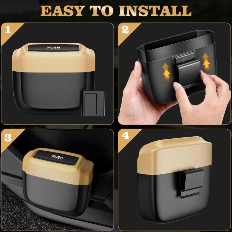 Karvixa Compact Car Trash Bin – Press-Lid Interior Waste & Storage Bin