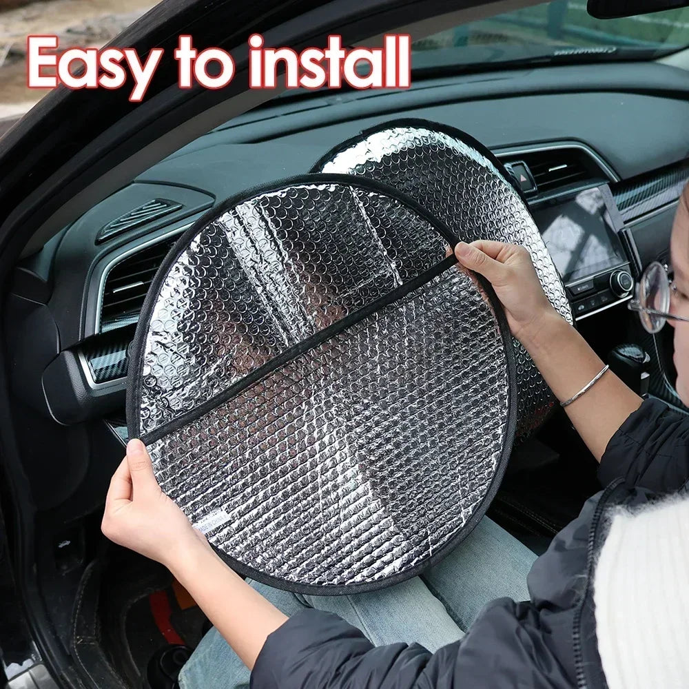 Karvixa Steering Wheel Sun Shade – Foldable UV & Heat Protection