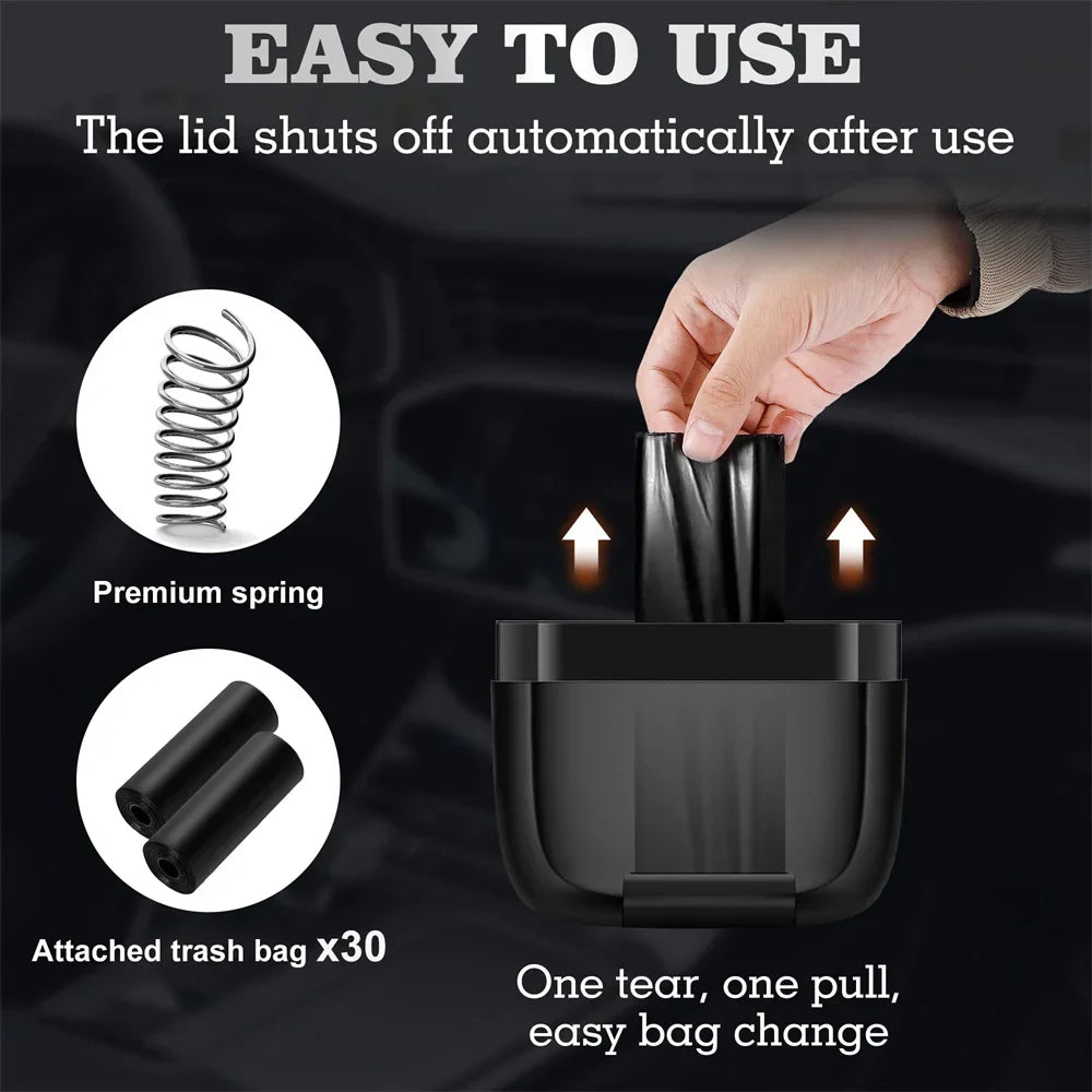 Karvixa Compact Car Trash Bin – Press-Lid Interior Waste & Storage Bin
