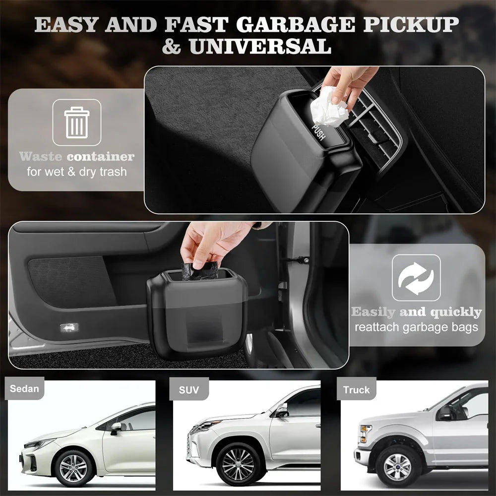 Karvixa Compact Car Trash Bin – Press-Lid Interior Waste & Storage Bin