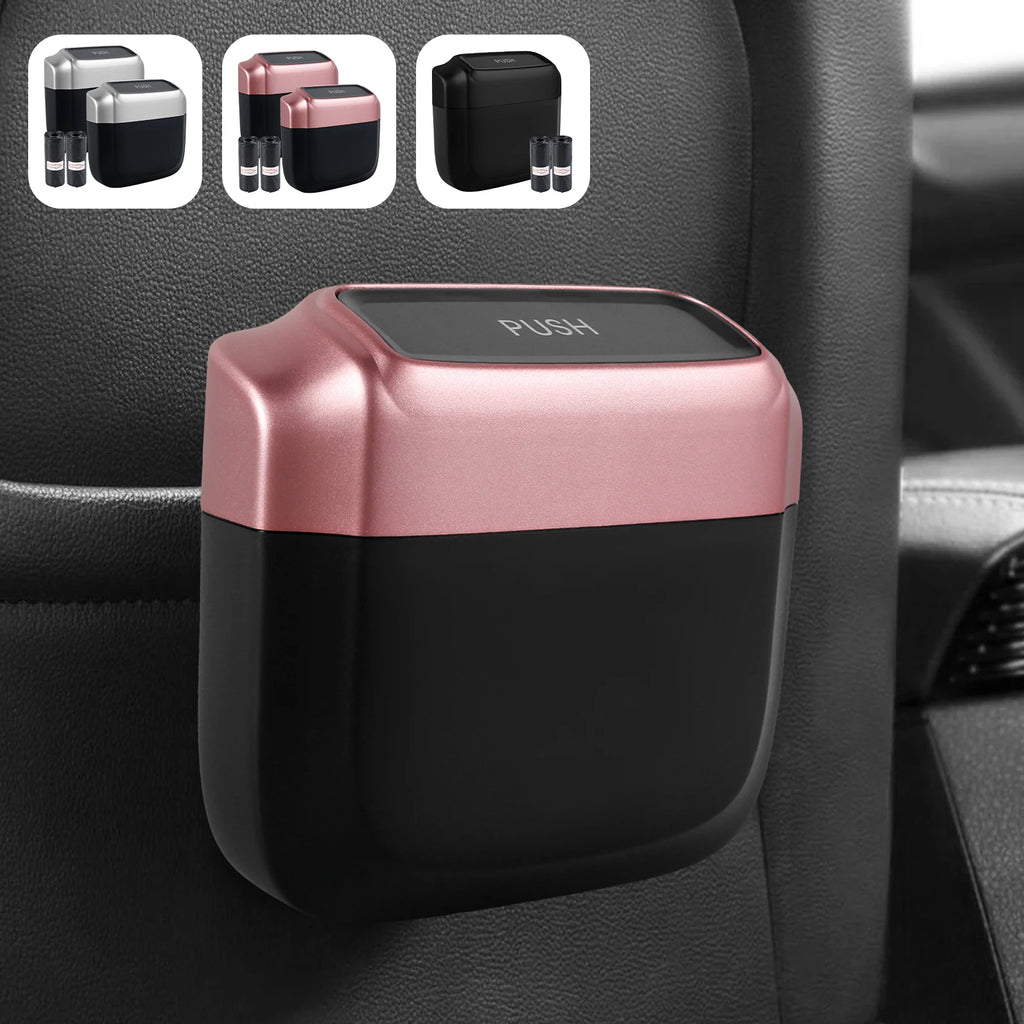 Karvixa Compact Car Trash Bin – Press-Lid Interior Waste & Storage Bin