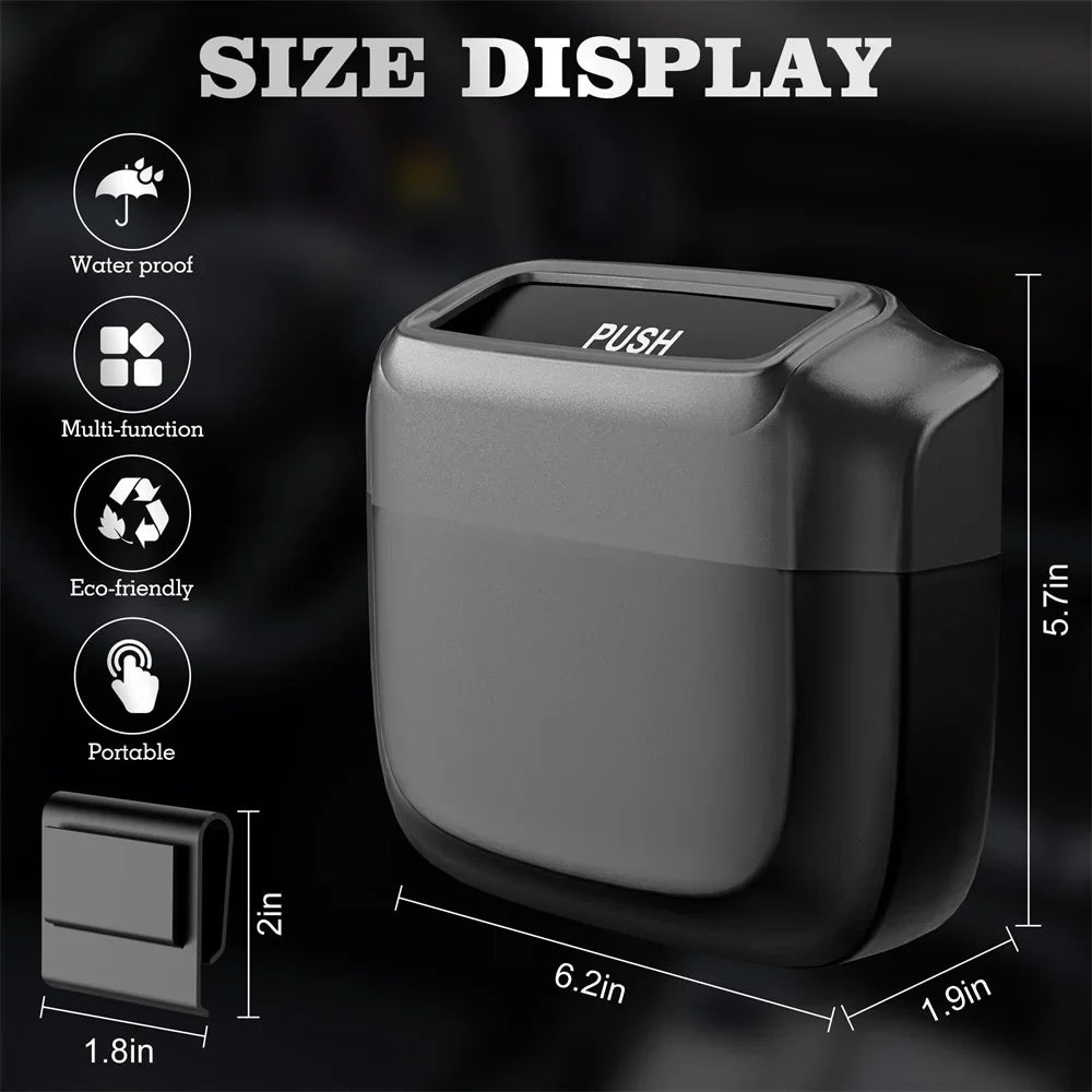 Karvixa Compact Car Trash Bin – Press-Lid Interior Waste & Storage Bin