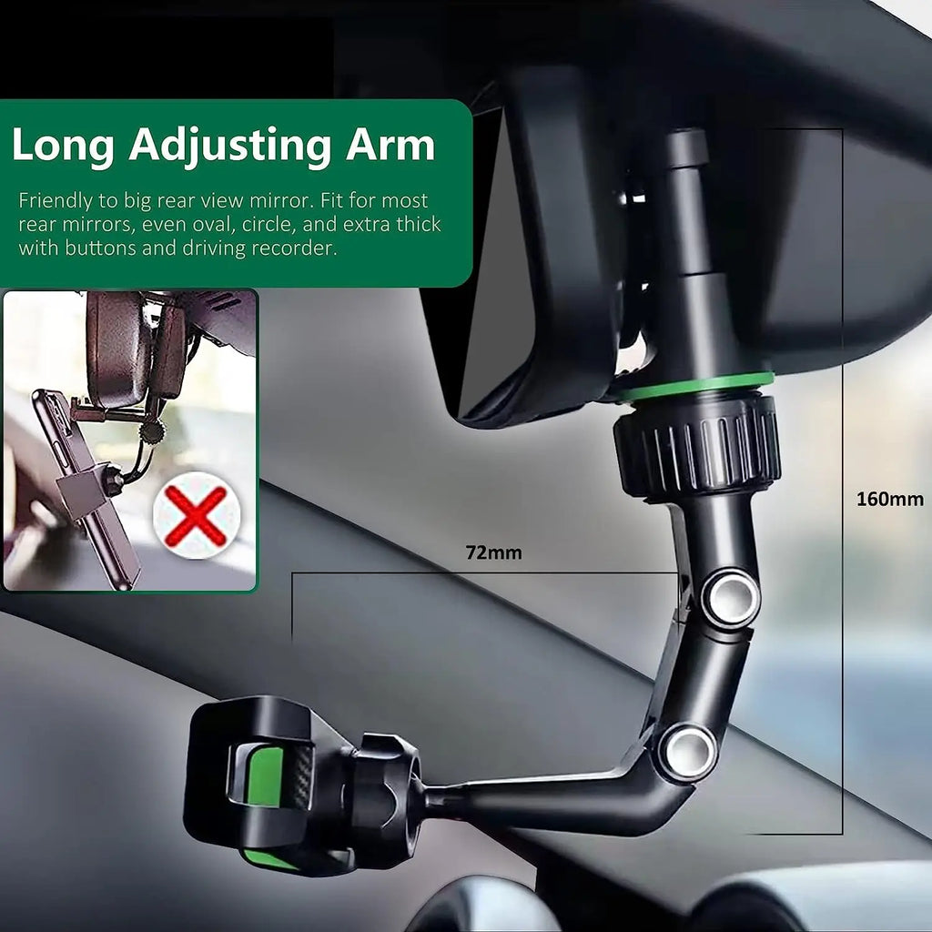 Karvixa 360° Adjustable Rear-View Mirror Phone Holder