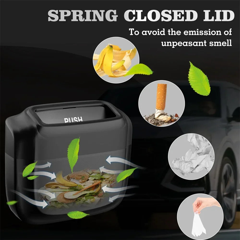 Karvixa Compact Car Trash Bin – Press-Lid Interior Waste & Storage Bin